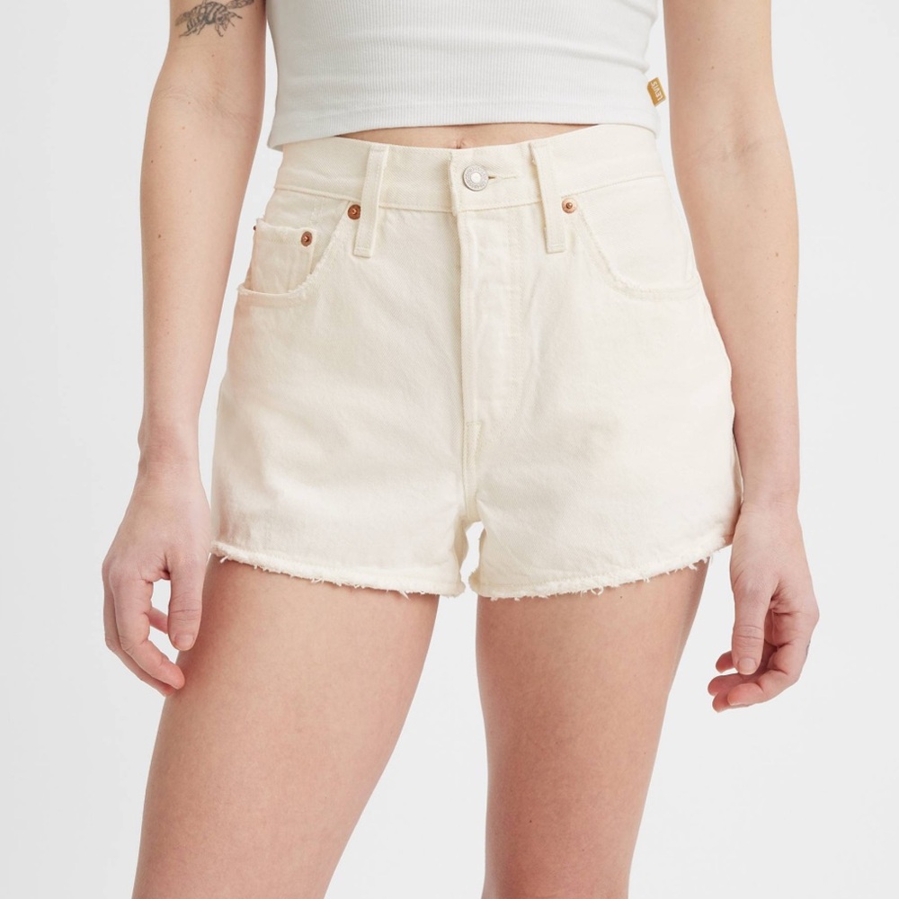 Levi’s 501 white denim cutoff shorts